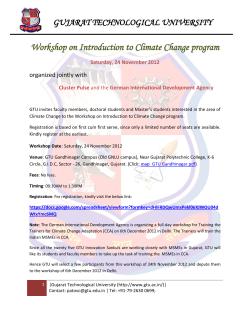 Announcing a Workshop on Introduction to Climate Change program on Saturday, 24 November 2012, organized jointly with Cluster Pulse and the German International Development Agency. Limited Seats available &ndash;Registration on first-come-first-serve basis