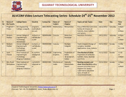 ALVCOM- Active Learning Video Lecture Communication- Schedule for 24th-25th November 2012