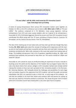 GTU Student Start-up Support System (S4) wing organizes tiE over Coffee with Shri Mihir Joshi, Gujarat Venture Fund Ltd with the support of TiE, Gujarat