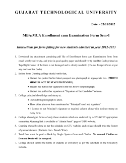 Instructions Schedule for MBA/MCA Enrollment cum Examination Form