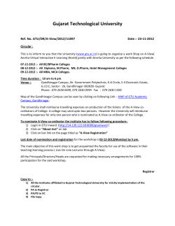 Imp. Circular regarding A-View Workshop at GTU from 07th Dec-2012 to 09th Dec-2012( Nomination of A-View Co-ordinator and Registration for the Workshop)-Last Date :- 03-12-2012 up to 5 pm.