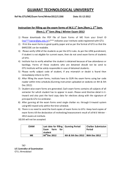 Instruction for filling up the exam forms of M.E. 1st Sem.(Rem.), 2nd Sem. (Rem.), 3rd Sem.(Reg.) Winter Exam-2012