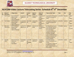 ALVCOM- Active Learning Video Lecture Communication- Schedule for 8th-9th December 2012