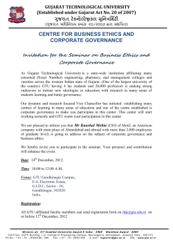 GTU-Center for Business Ethics And Corporate Governance organizes "Seminar on Business Ethics And Corporate Governance" on 14th December, 2012."