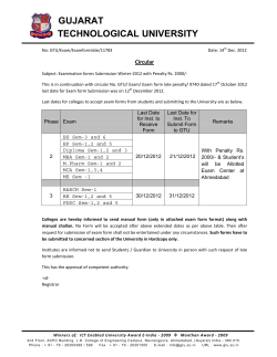 Examination forms Submission Winter-2012 with Penalty Rs. 2000/-