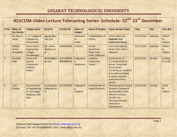 ALVCOM- Active Learning Video Lecture Communication- Schedule for 22nd-23rd December 2012