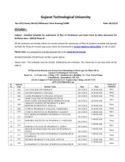Detailed Schedule of Submission of Enrolment cum Exam forms( File-1 and File No-2) at GTU, Chandkheda on 28-12-2012
