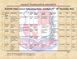 ALVCOM- Active Learning Video Lecture Communication- Schedule for 29th-30th December 2012