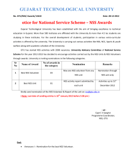 GTU NSS : Invitation of Nomination for NSS Awards