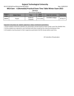 MCA Sem - 6 (Remedial) Practical Exam Time Table Winter Exam 2013