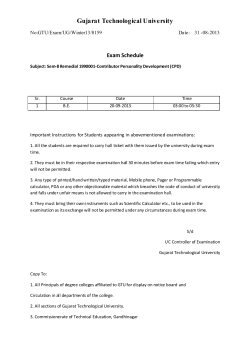 Time Table of BE Sem-8 Remedial 1990001 Contributor Personality Development (CPD) Winter Exam 2013