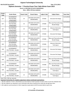 Diploma Semester - 7 Practical Exam Time Table Winter Exam 2013((Branch :23-DIPLOMA IN PLASTIC ENGINEERING)
