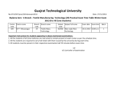 Diploma Sem - 6 Branch : Textile Manufacturing Technology (29) Practical Exam Time Table Winter Exam 2013 (For All Zone Students)