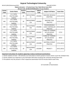 Diploma Semester - 5 Practical Exam Time Table Winter Exam 2013 (Branch Code: 20-MECHATRONICS)(For all zone Student)