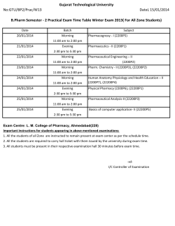 B.Pharm Sem -2 Practical Exam Time Table Winter Exam 2013 (For all zone Students)