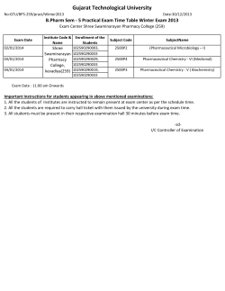 B.Pharm Sem - 5 Practical Exam Time Table Winter Exam 2013(Exam Center :Shree Swaminarayan Pharmacy College (259))