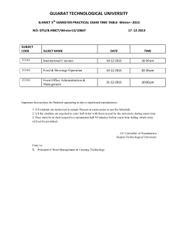 B.HMCT 5th Semester Practical Exam Time Table- Winter&ndash; 2013