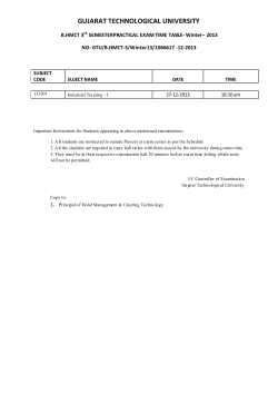 B.HMCT 3th Semester Practical Exam Time Table- Winter&ndash; 2013