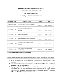 SPECIAL EXAM FOR SPORTS STUDENTS ME Semester - 1 TIME TABLE- WINTER &ndash; 2013