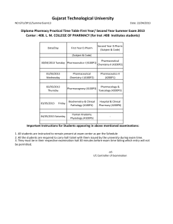 Diploma Pharmacy Practical Time-Table First Year / Second Year Summer Exam 2013 Center : 408. L. M. COLLEGE OF PHARMACY (for Inst :408 Institutes students)