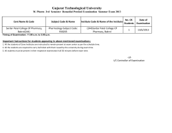 M. Pharm Semester -3 Remedial Practical Examination -Summer Exam 2013