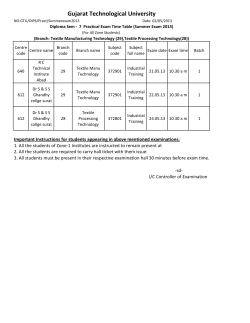 Diploma Sem - 7 Practical Exam Time Table Summer Exam 2013 (For Branch:Textile Manufacturing Technology (29),Textile Processing Technology(28))