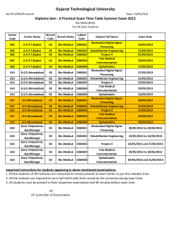 Diploma Sem - 6 Practical Exam Time Table Summer Exam 2013 (For Branch: Bio-Medical(03)(For All Zone Student)