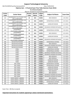 Diploma Sem - 6 Practical Exam Time Table Summer Exam 2013 (For Branch: Architecture Assitantship(50)(For All Zone Student)