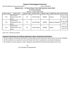 Diploma Sem - 6 Practical Exam Time Table Summer Exam 2013 (For Branch: Textile Design(59)(For All Zone Student)