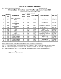 Diploma Sem - 5 Practical Exam Time Table Summer Exam 2013 (For Branch: Architecture Assitantship(50)(For All Zone Student)