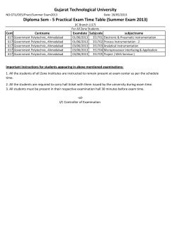 Diploma Sem - 5 Practical Exam Time Table Summer Exam 2013 (For Branch: Instrumentation Control Engg(17)(For All Zone Student)