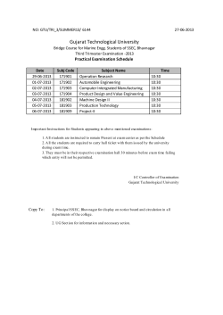 BE Bridge Course for Marine Engg. Students of SSEC, Bhavnagar Third Trimester Examination -2013 Practical Examination Schedule