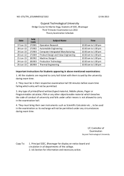 Bridge Course for Marine Engg. Students of SSEC, Bhavnagar Third Trimester Examination Jun-2013 Theory Examination Schedule