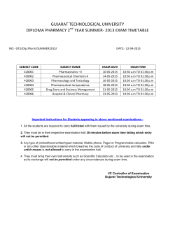 D.Pharm Year -2 Summer Exam 2013 Time Table