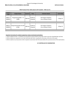 MCA Sem - 4 Practical Exam Time Table Summer Exam 2015 only for IEP students (For all Zone Studetns)