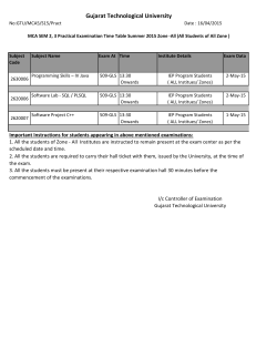 MCA SEM 2, 3 Practical Examination Time Table Summer 2015 Zone -All (All Students of All Zone )