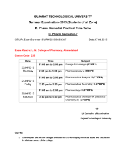 B.Pharm Sem - 7 Practical Exam Time Table Summer Exam 2015(All Zone Students)