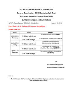 B.Pharm Sem - 5(New Syllabus) Practical Exam Time Table Summer Exam 2015(All Zone Students)