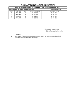 MCA INTEGRATED PRACTICAL- EXAM TIME TABLE - SUMMER 2015