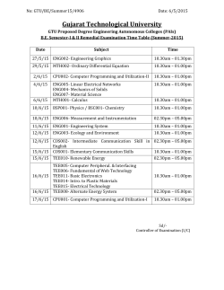 Theory exam timetable in BE (1, 2- Remedial) (For SPFU colleges only)
