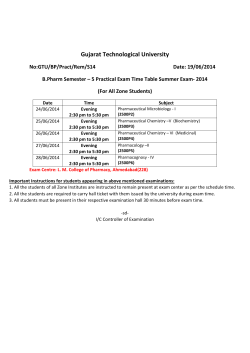 B. Pharm Semester -5 Practical Exam Time Table Summer Exam 2014(For All Zone Students)