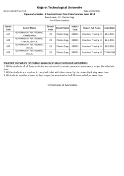Diploma Semester - 8 Practical Exam Time Table Summer Exam 2014 (Branch code : 23 - Plastics Engg)