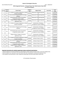 MCA Integrated Semester -2 Practical Exam Time Table Summer Exam 2014(For All Zone Students)