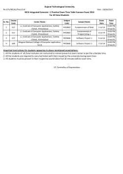 MCA Integrated Semester -1 Practical Exam Time Table Summer Exam 2014(For All Zone Students)
