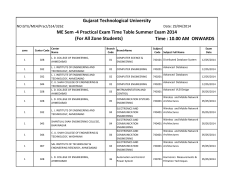 ME Sem -4 Practical Exam Time Table Summer Exam 2014 (For All Zone Students)