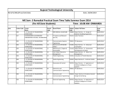 ME Sem -3 Practical Exam Time Table Summer Exam 2014 (For All Zone Students)