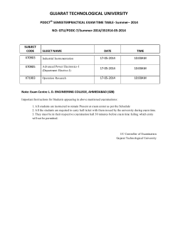 PDDC SEMESTER - 7 PRACTICAL EXAM TIME TABLE- Summer&ndash; 2014
