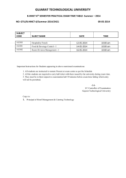 B.HMCT 6th SEMESTER PRACTICAL EXAM TIME TABLE- Summer &ndash; 2014