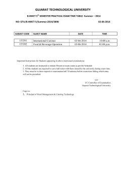 B.HMCT 5th SEMESTER PRACTICAL EXAM TIME TABLE- Summer &ndash; 2014