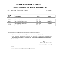 B.HMCT 4th SEMESTER PRACTICAL EXAM TIME TABLE- Summer &ndash; 2014